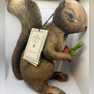 Target Brown Squirrel Pillow with Red and Green Accents John Derian